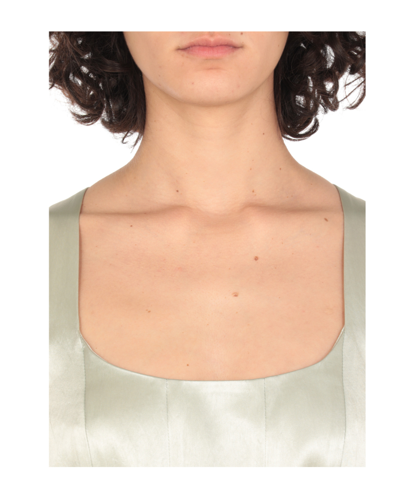 Philosophy Di Lorenzo Serafini Knee Length Square Neckline Satin Dress In White