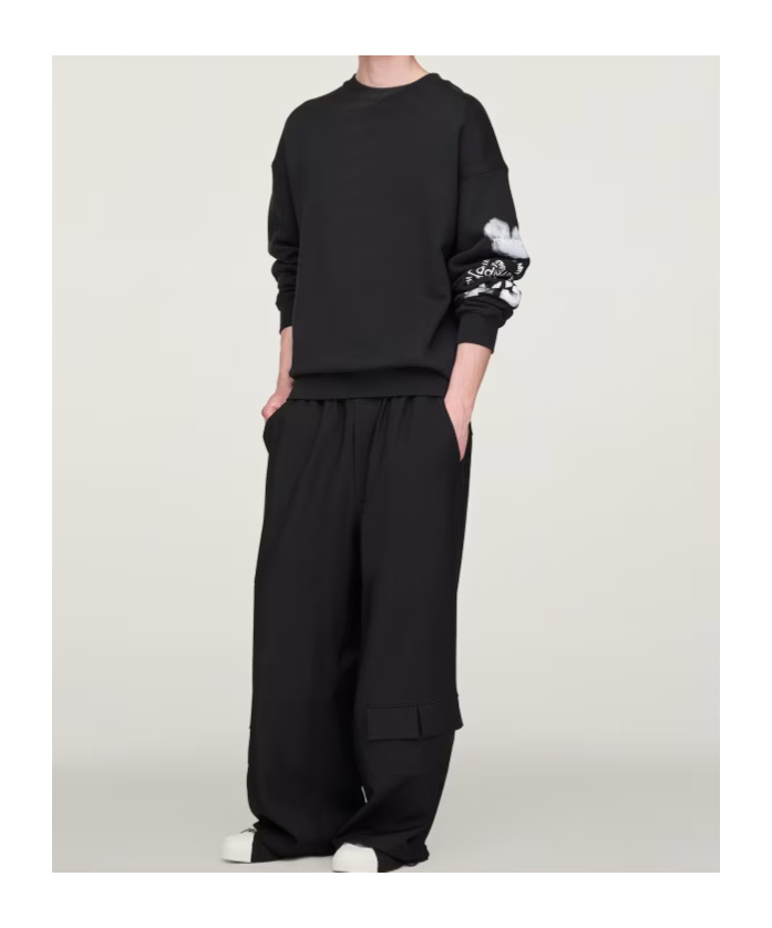 Y-3 Adidas Cloud-print Crew-neck Sweatshirt Clothing In Black