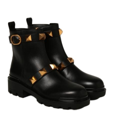 Shop Valentino Roman Stud Combat Boots In Black