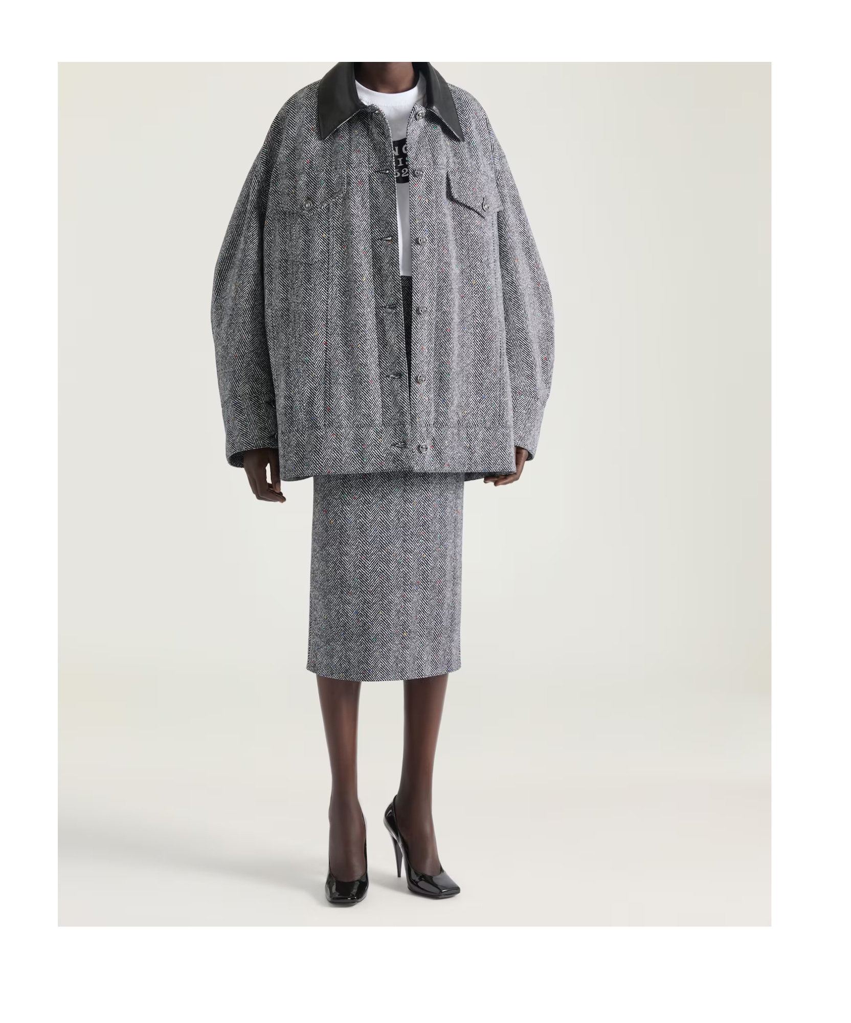 Givenchy Herringbone Skirt In Gray