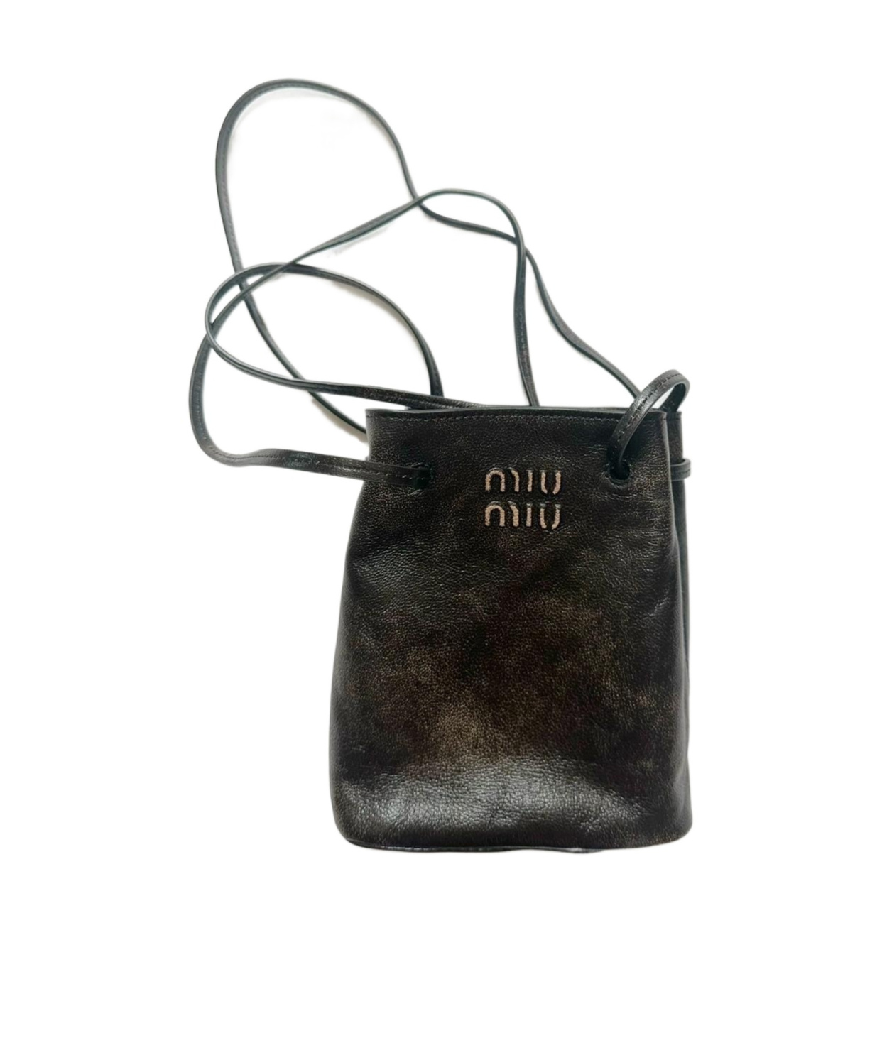 Miu Miu Logo Shoulder Bag In Brown