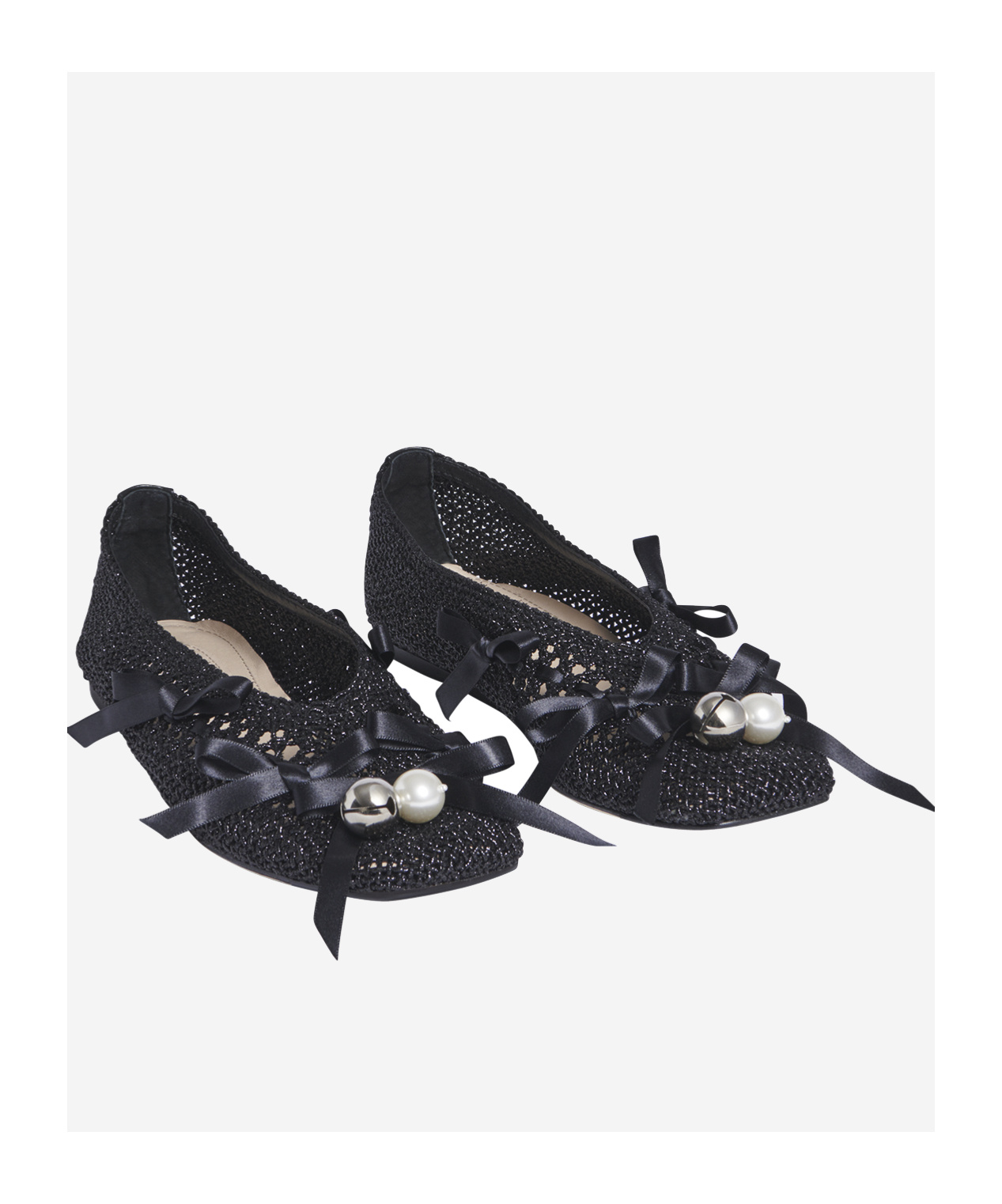 Simone Rocha Bell Hanging Crochet Ballet Shoes In Black