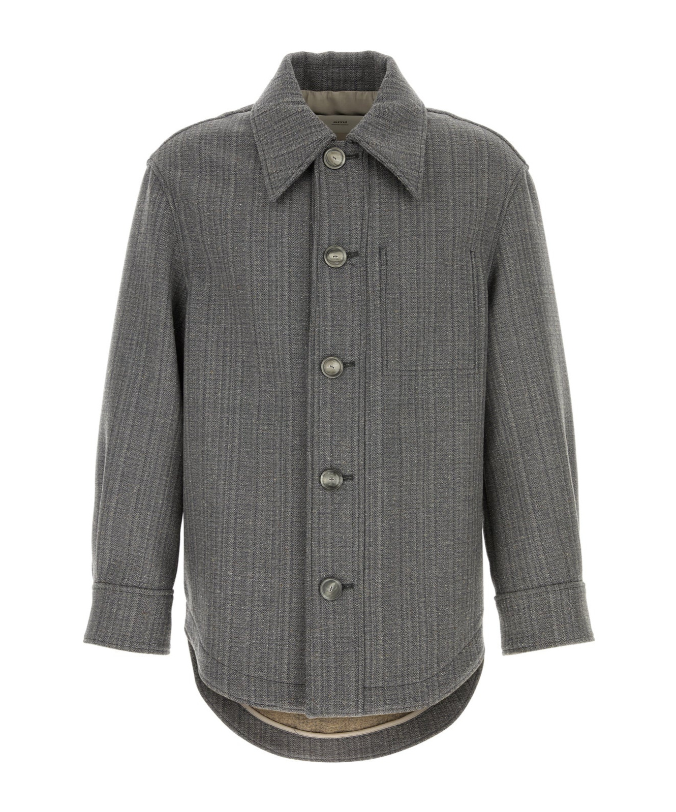Ami Alexandre Mattiussi Ami Paris Herringbone Overshirt In Black