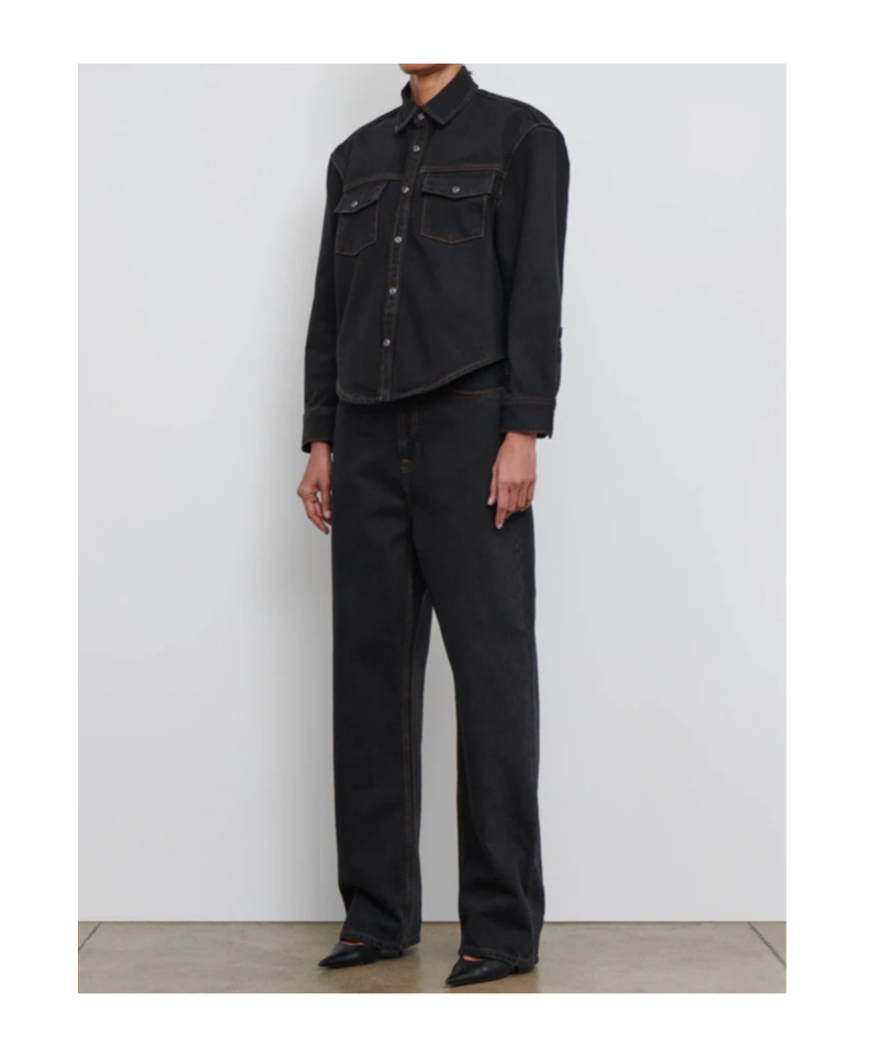 Wardrobe.nyc Denim Jacket With Chest Pockets In Black