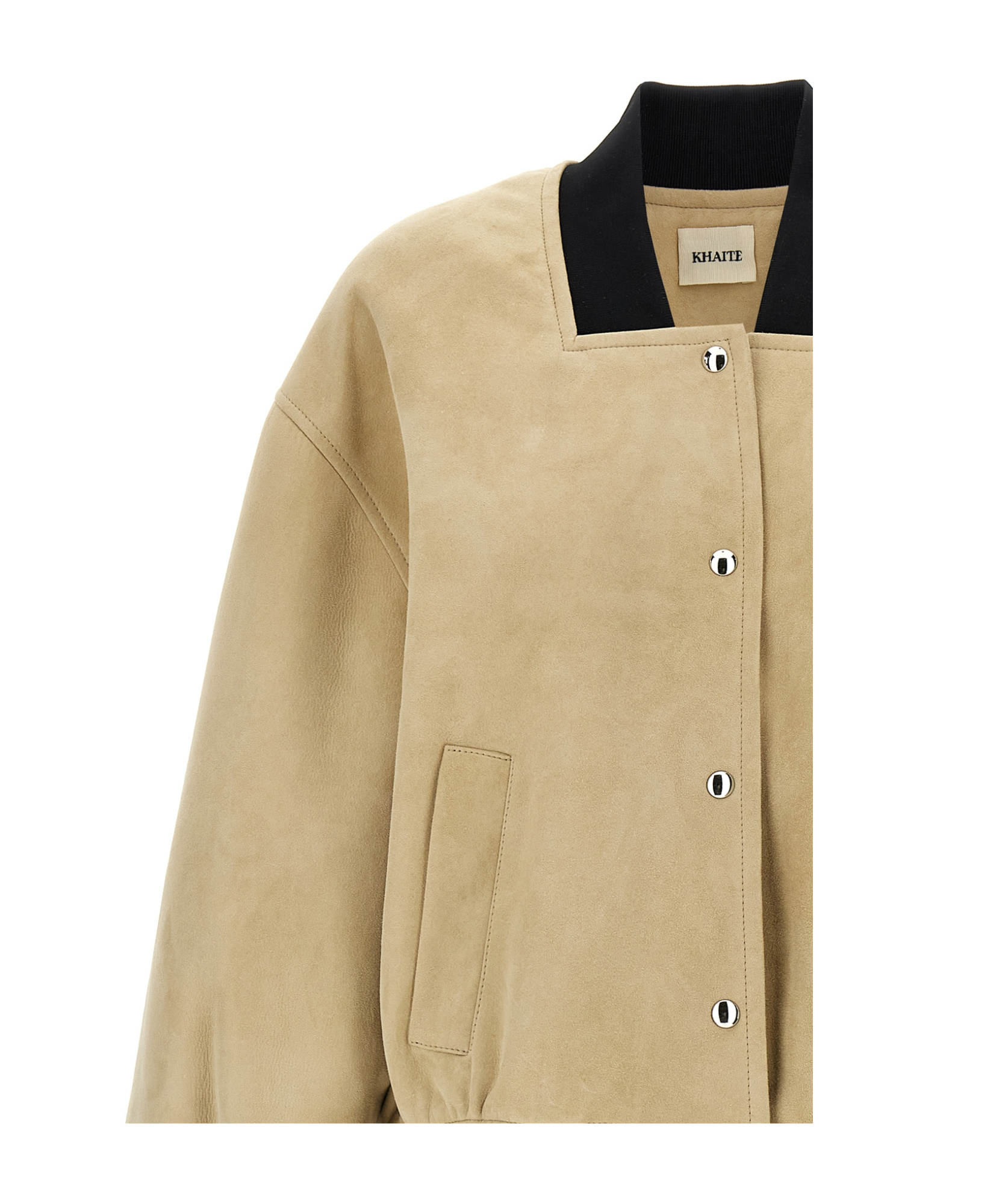 Khaite Spence Suede Bomber Jacket In Nude