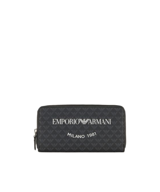 Shop Emporio Armani Monogram Wallet In Black