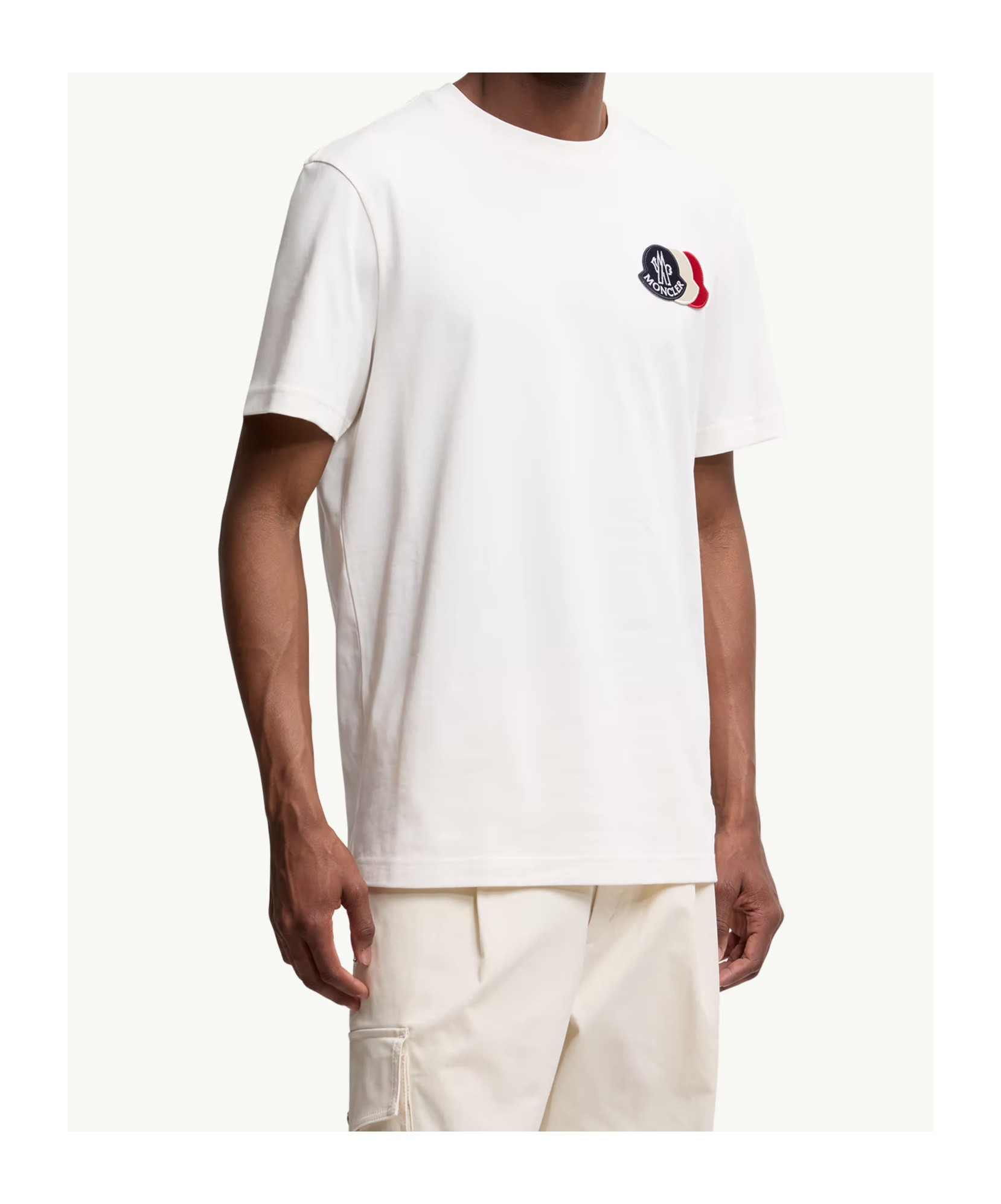Moncler Cotton T-shirt With Ribbed Crew Neck And Signature Logo Patches In White