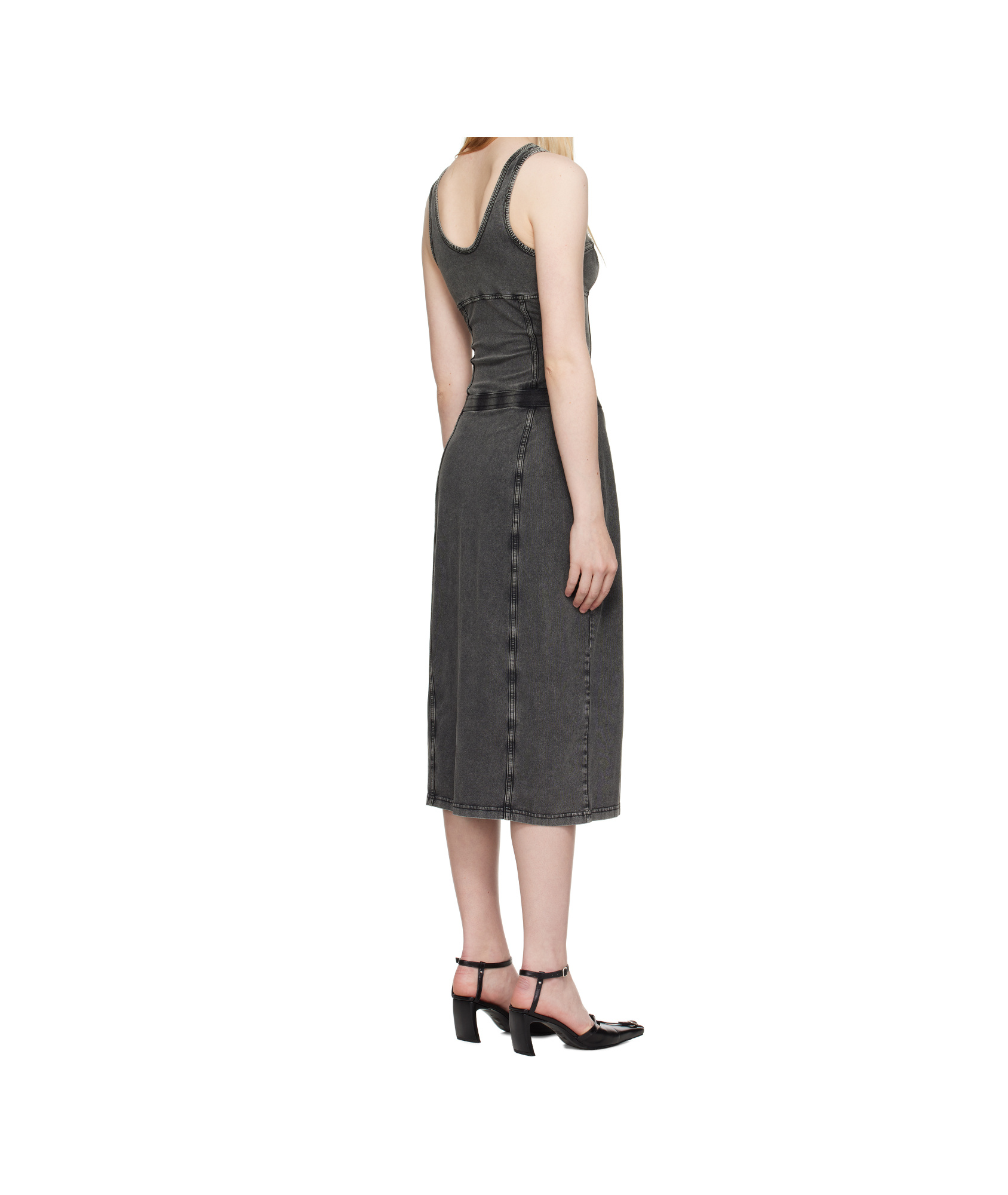 Diesel Gray D-inny Midi Dress In Black