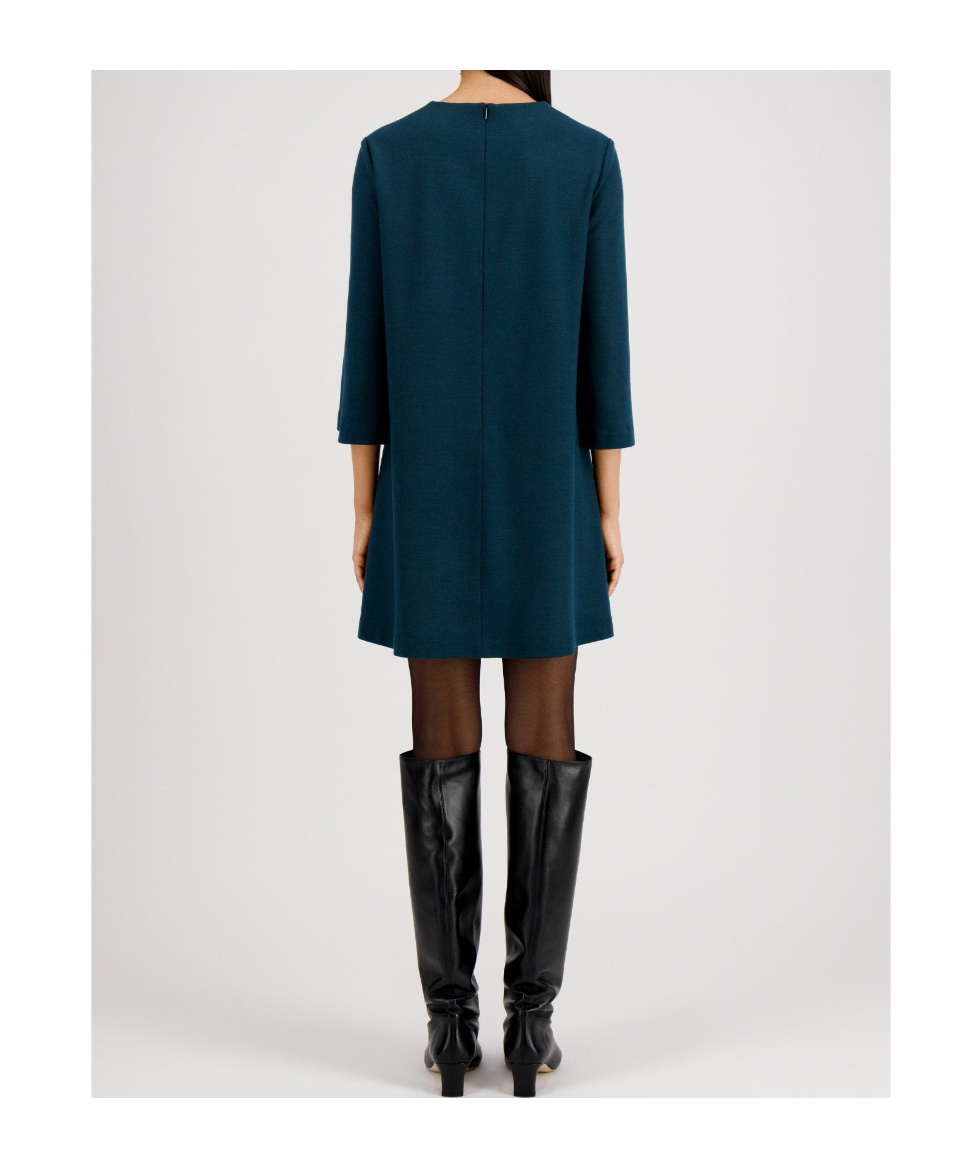 Harris Wharf London Long-sleeved Wool Day Dress In Green