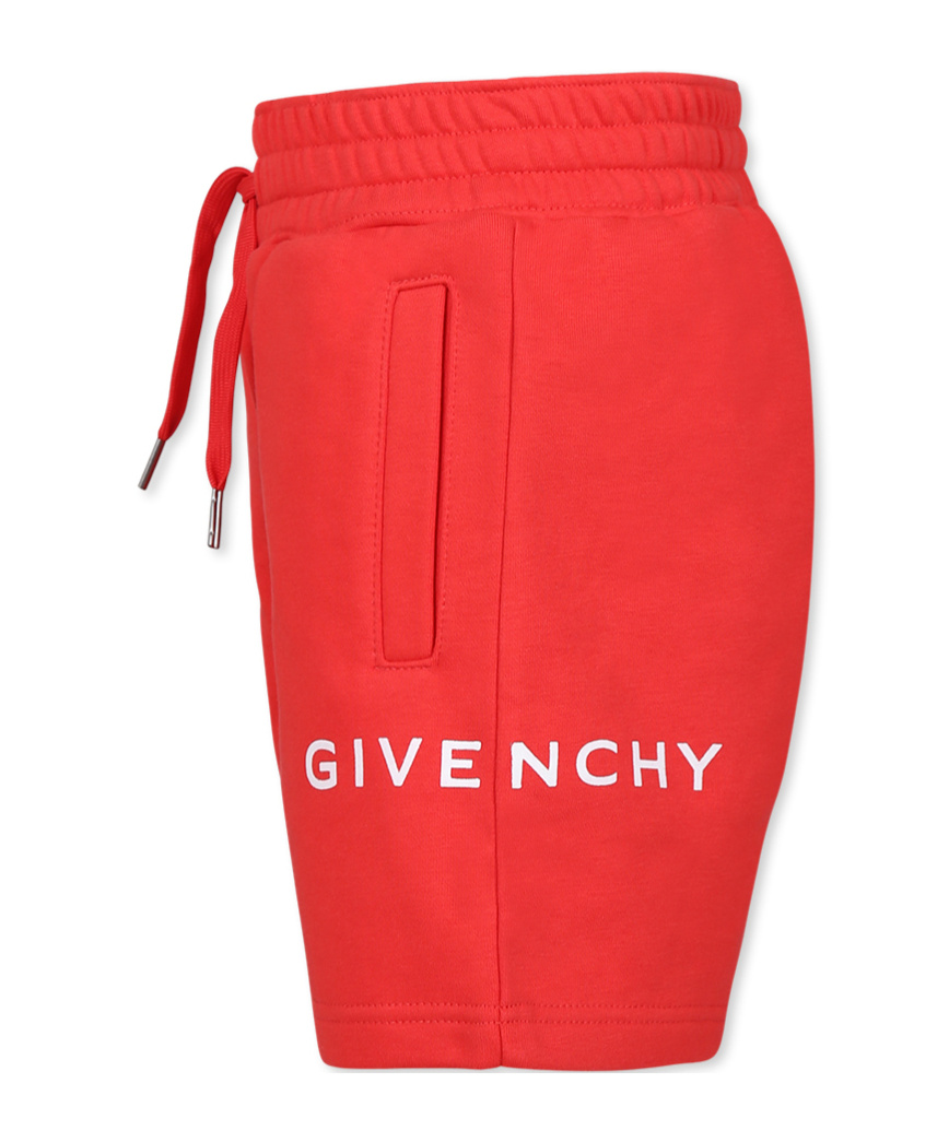 Givenchy Elastic Waist Shorts In Red