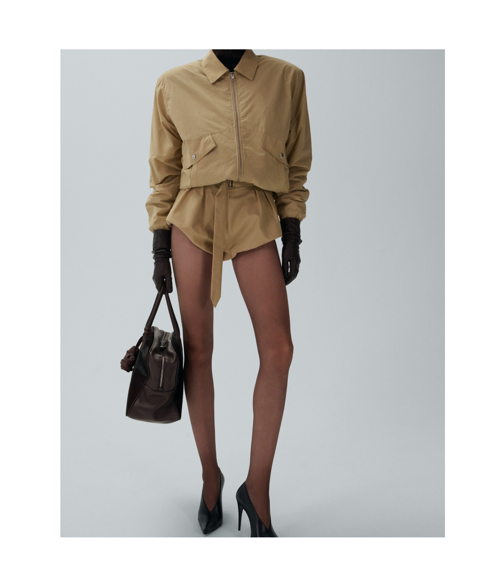 Magda Butrym Belted Cotton-blend Shorts In Nude
