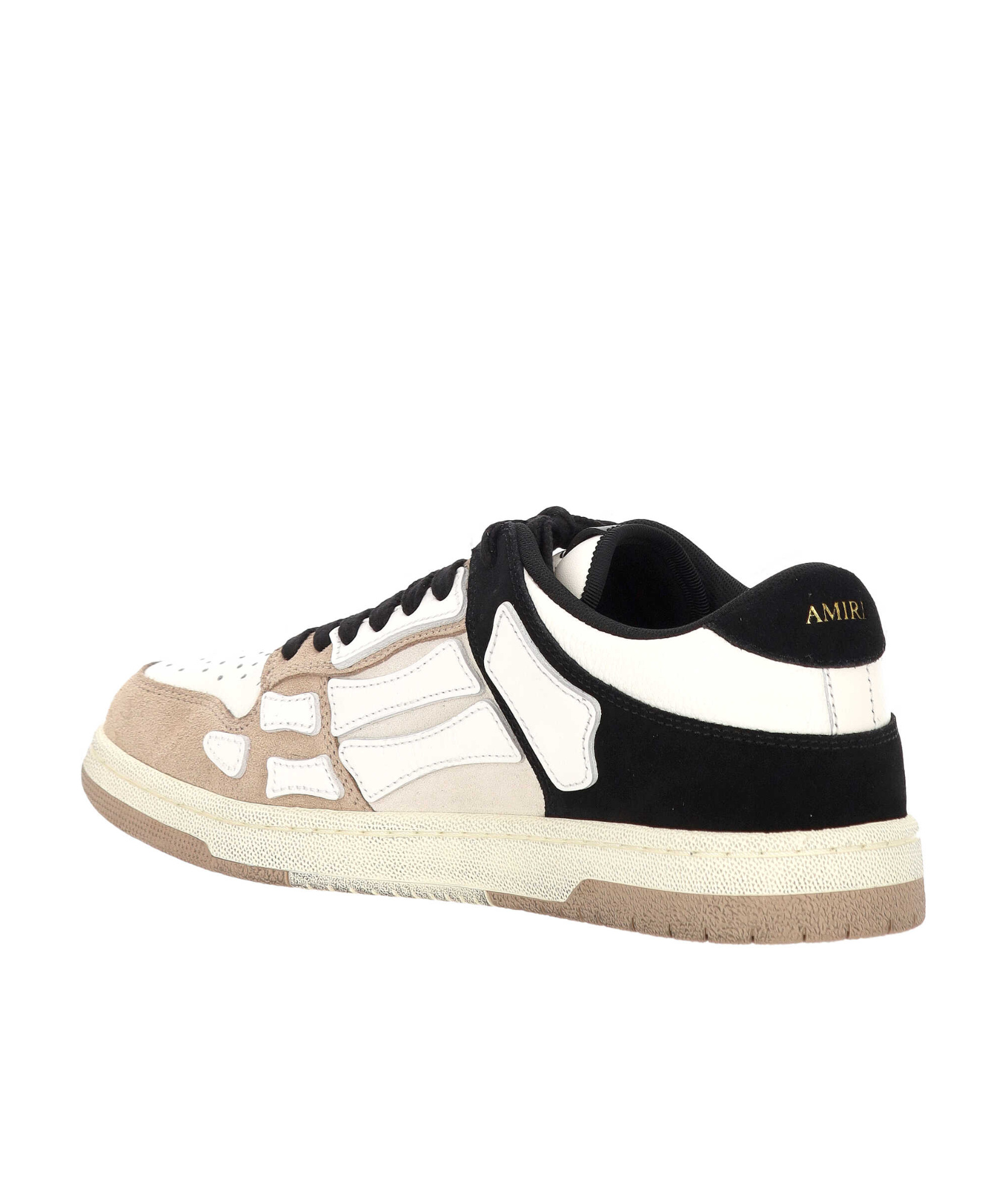 Amiri Skel Top Low Panelled Suede Sneakers In Neutral