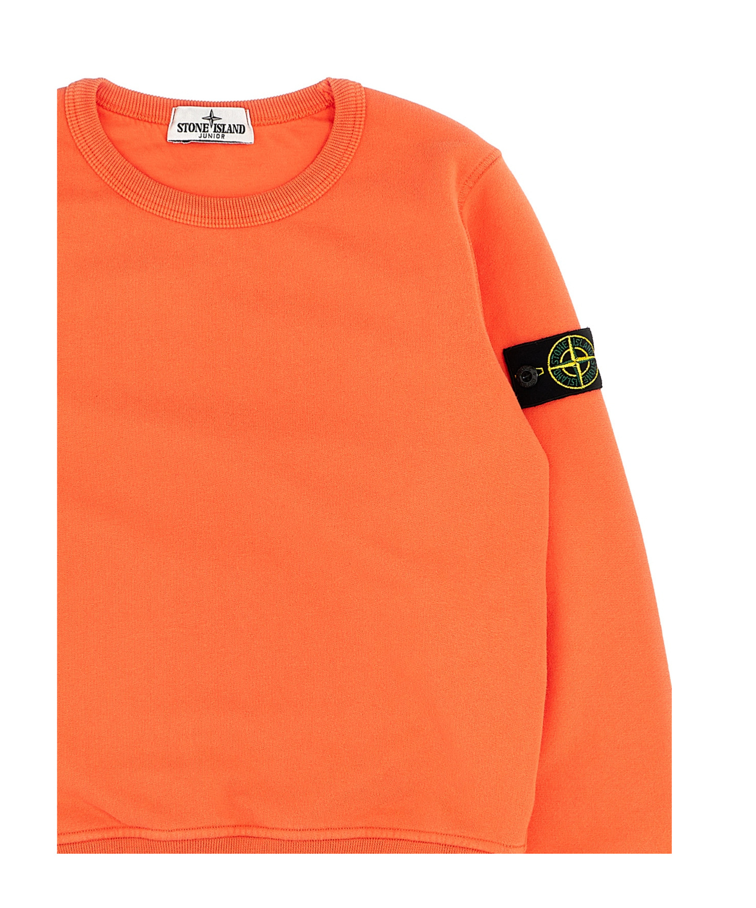 Stone Island Compass-detachable Badge Sweatshirt In Orange