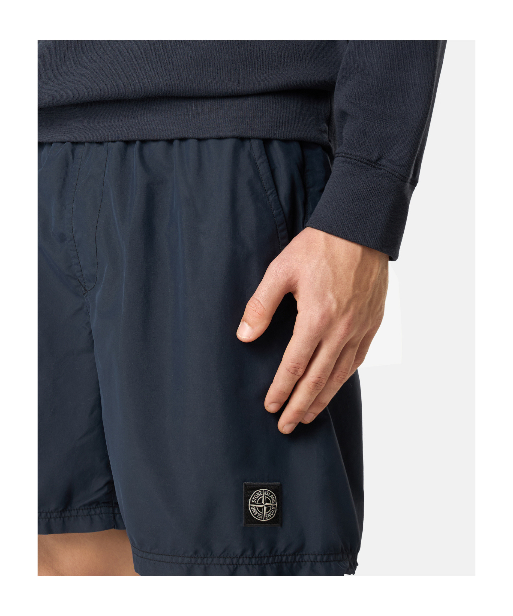 Stone Island Regular Fit Mid-length Swim Trunks With Pockets In Blue
