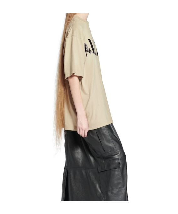Balenciaga Men Beige Tape Type Medium Fit T-shirt In Neutral