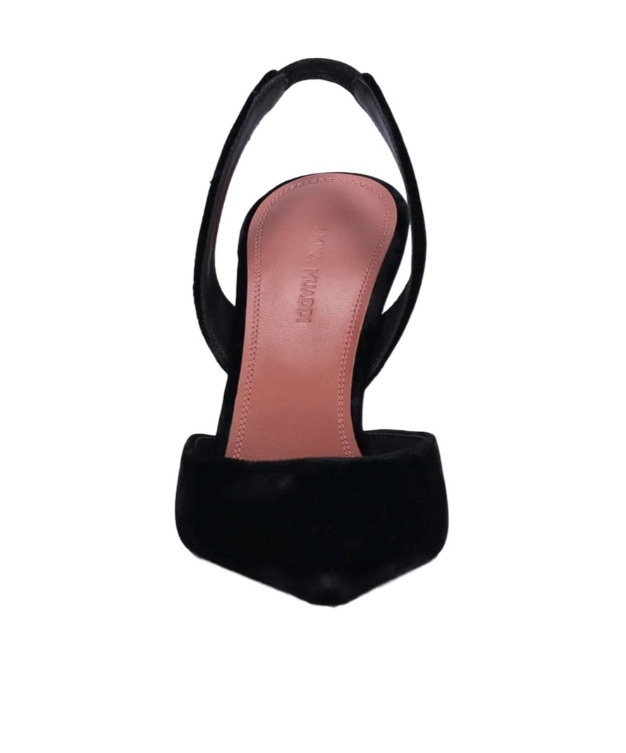 Amina Muaddi Womens Black Holli 70 Suede Slingback Heels In Black