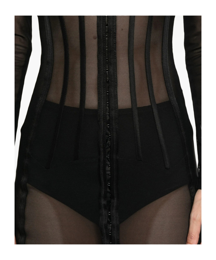 Elisabetta Franchi Bustier Dress In Tulle In Black