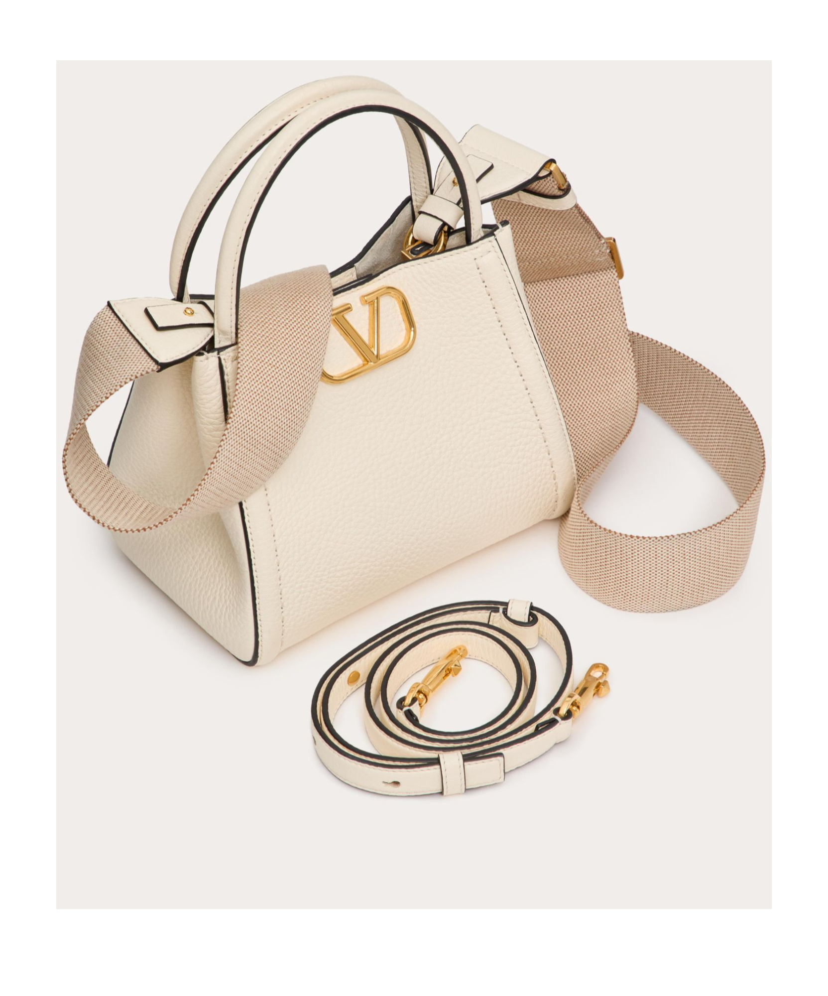Valentino Alltime Small Handbag Made Of Grained Calf Leather In Nude