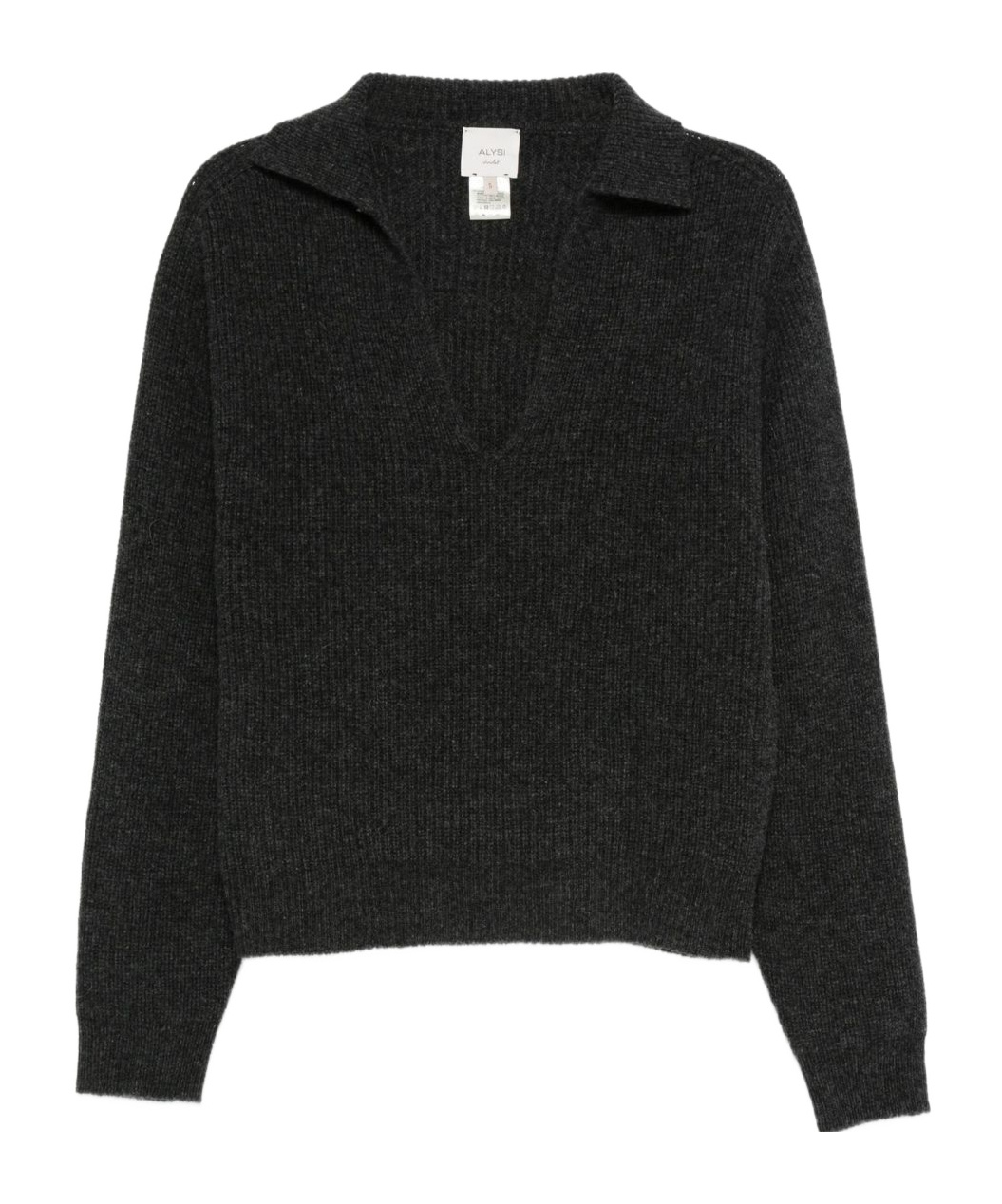 Alysi Ribbed Lapel Sweater In Black