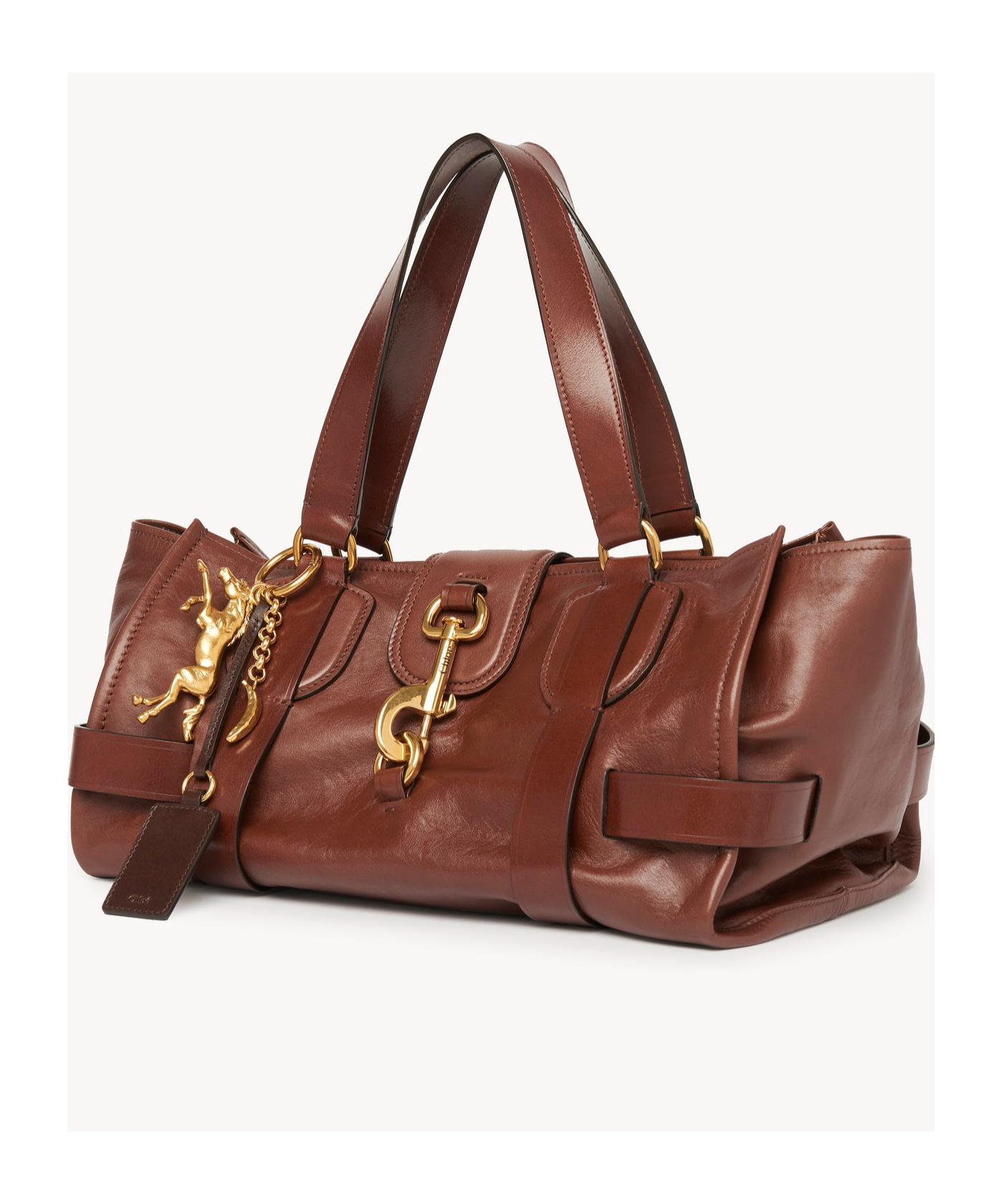 Chloé Kerala 25 Leather Handbag With Maxi Hook On The Front In Brown