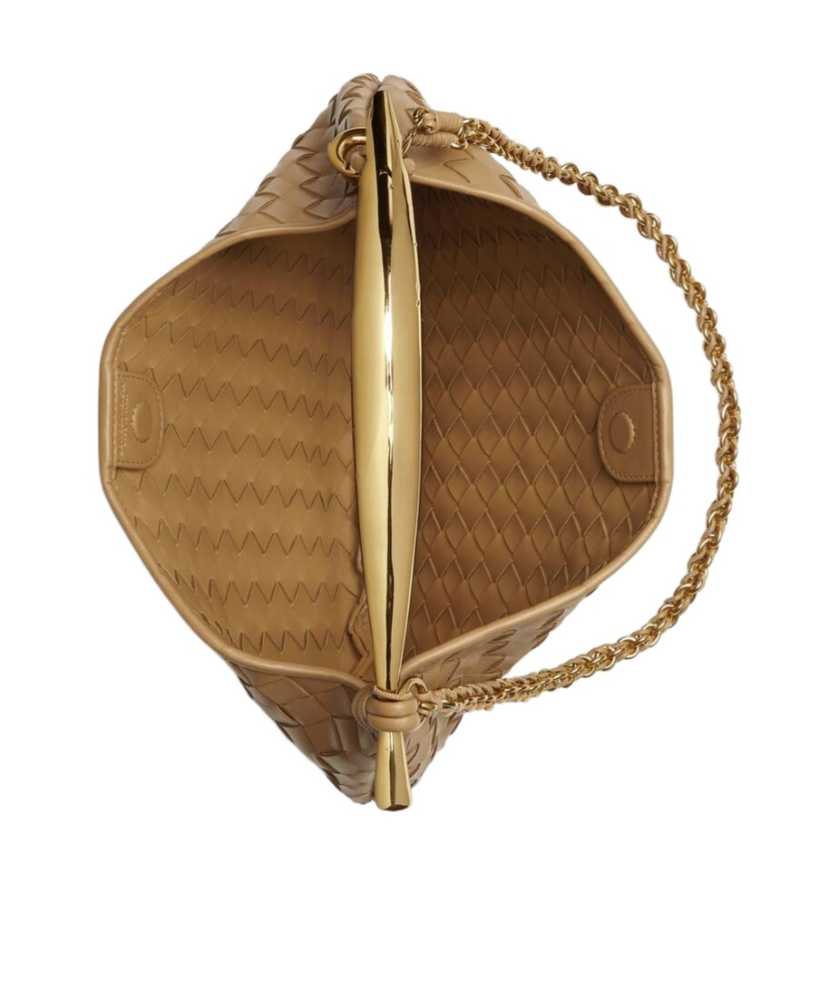 Bottega Veneta Small Sardine Chain Knitted Shoulder Bag In Brown