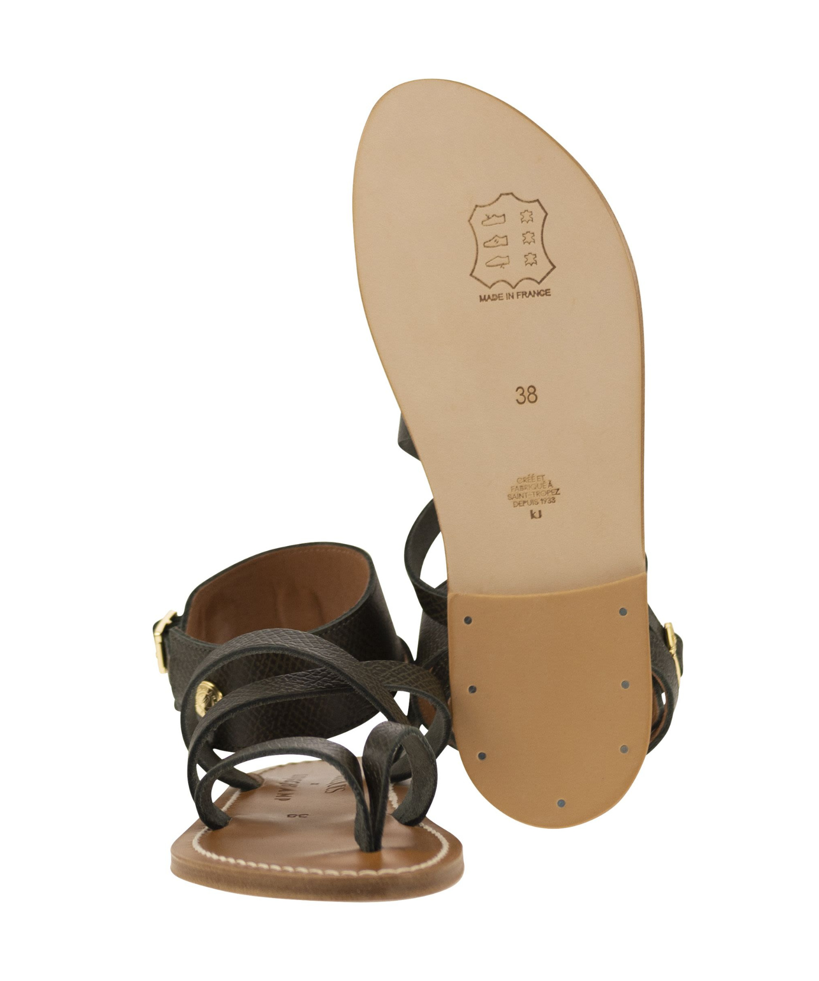 Longchamp X K.jacques Cross Strap Sandals In Black