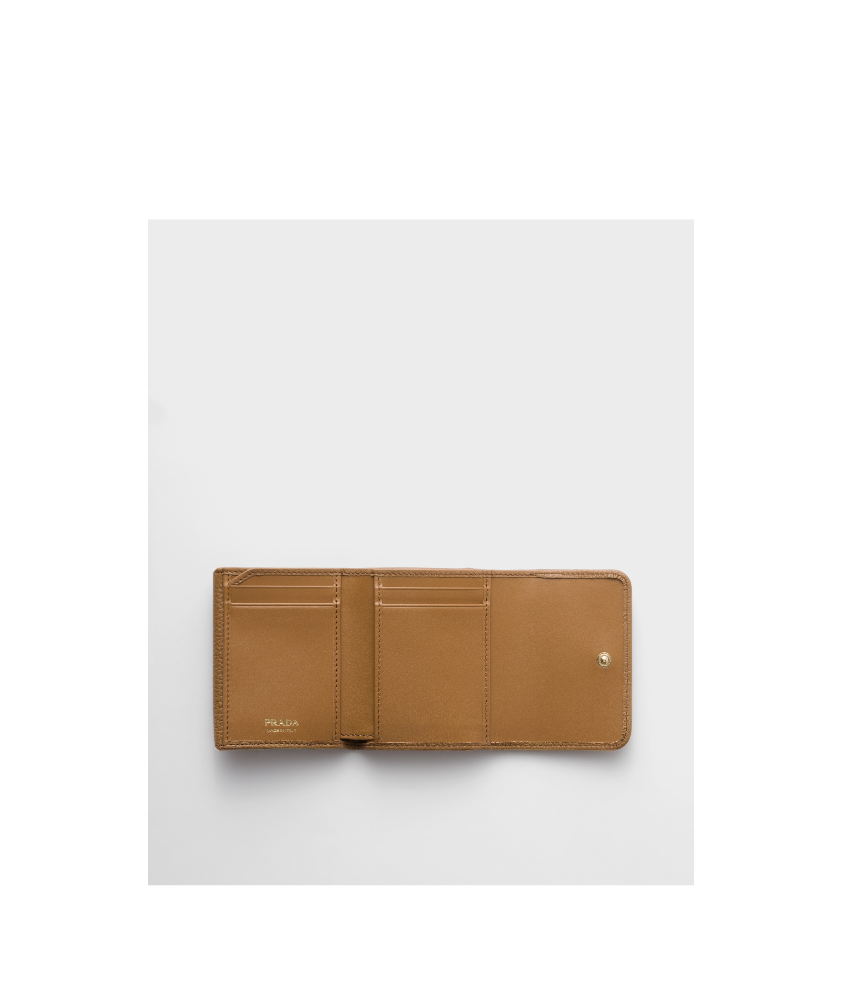 Prada Small Leather Wallet In Caramel