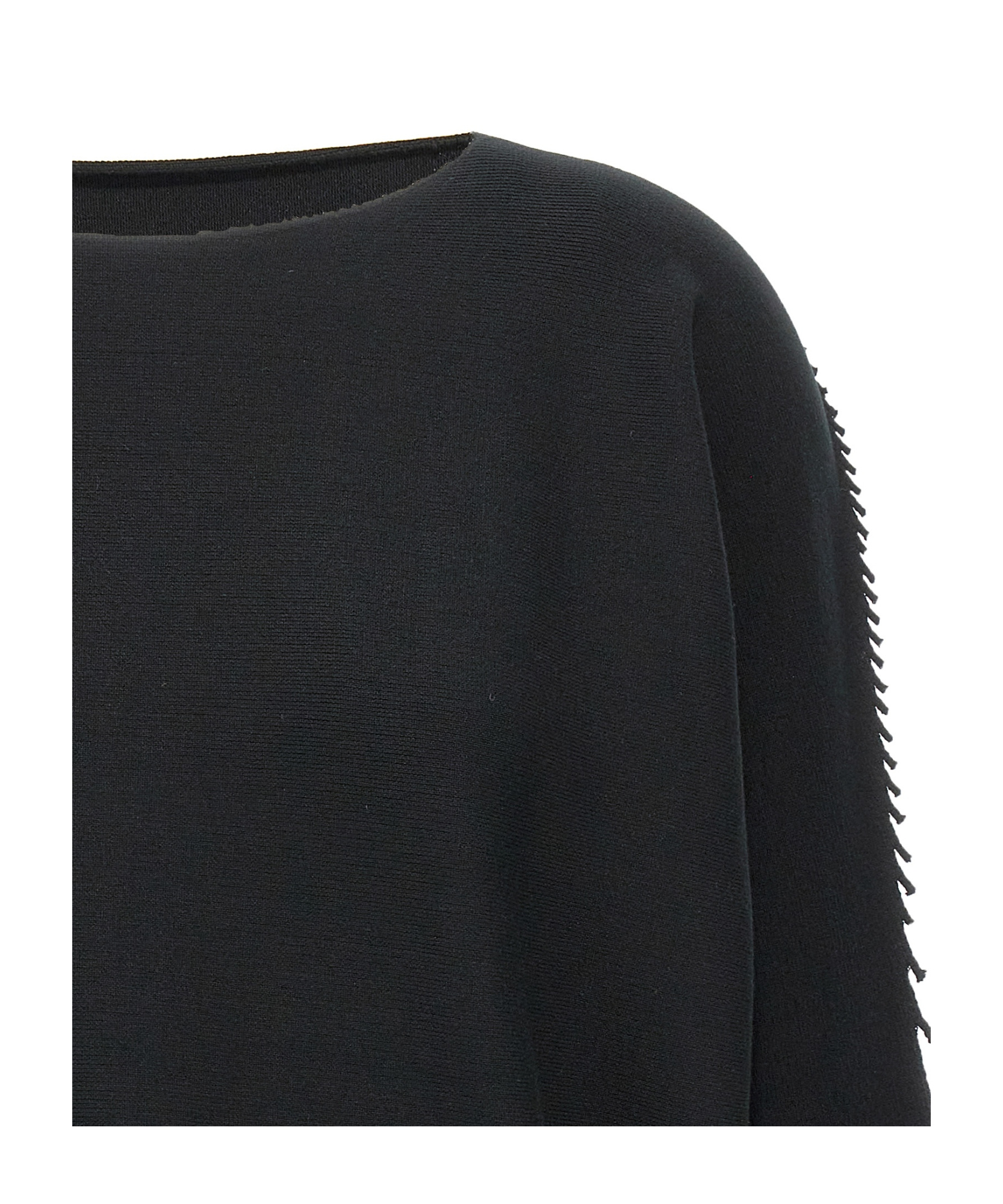 Shop Issey Miyake Frayed-detail Jumper In Black