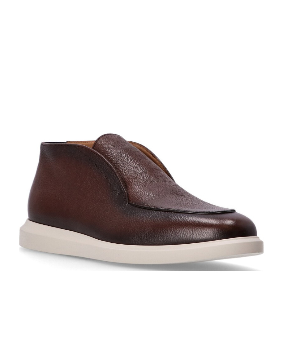 Hugo Boss Burnished-finish Leather Boots In Brown