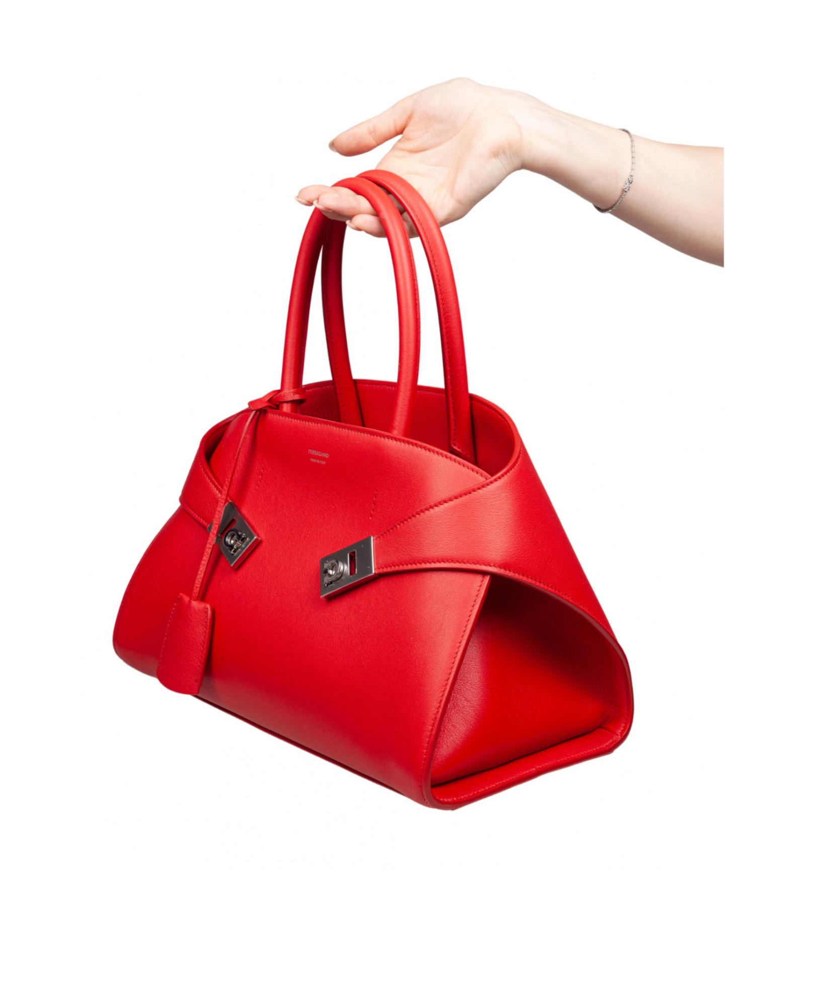 Ferragamo Hug Th M Handbag In Red Leather In Red