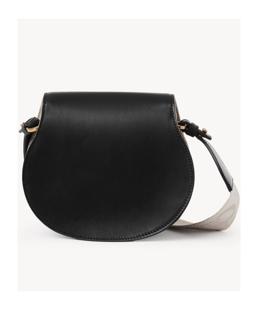 Chloé Marcie Small Embossed Leather Saddle Bag In Black