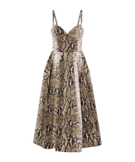 Oscar De La Renta Snake-effect Cotton-blend Poplin Gown In Animal Print