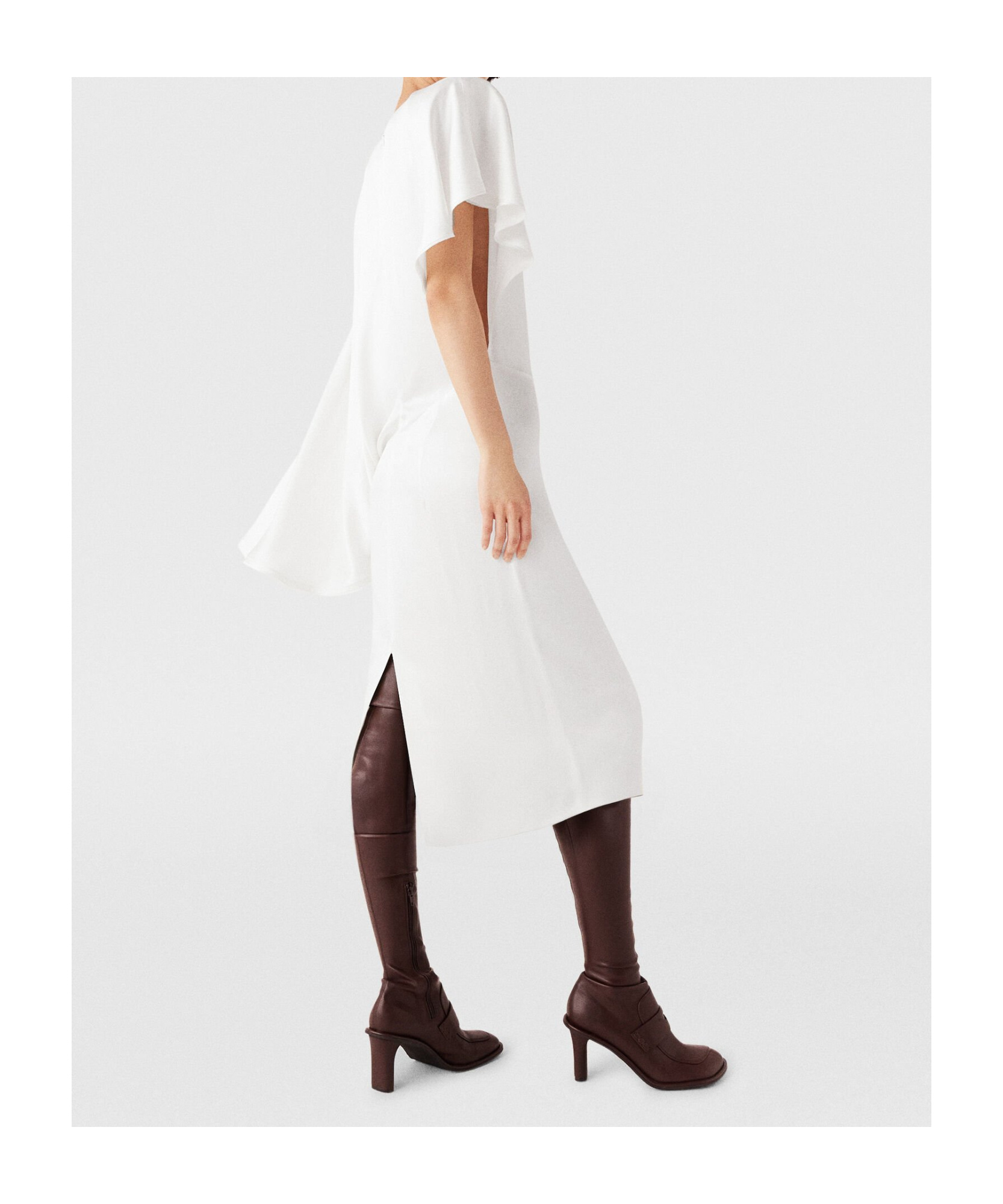 Stella Mccartney Draped Midi Dress Ruched Detail In White