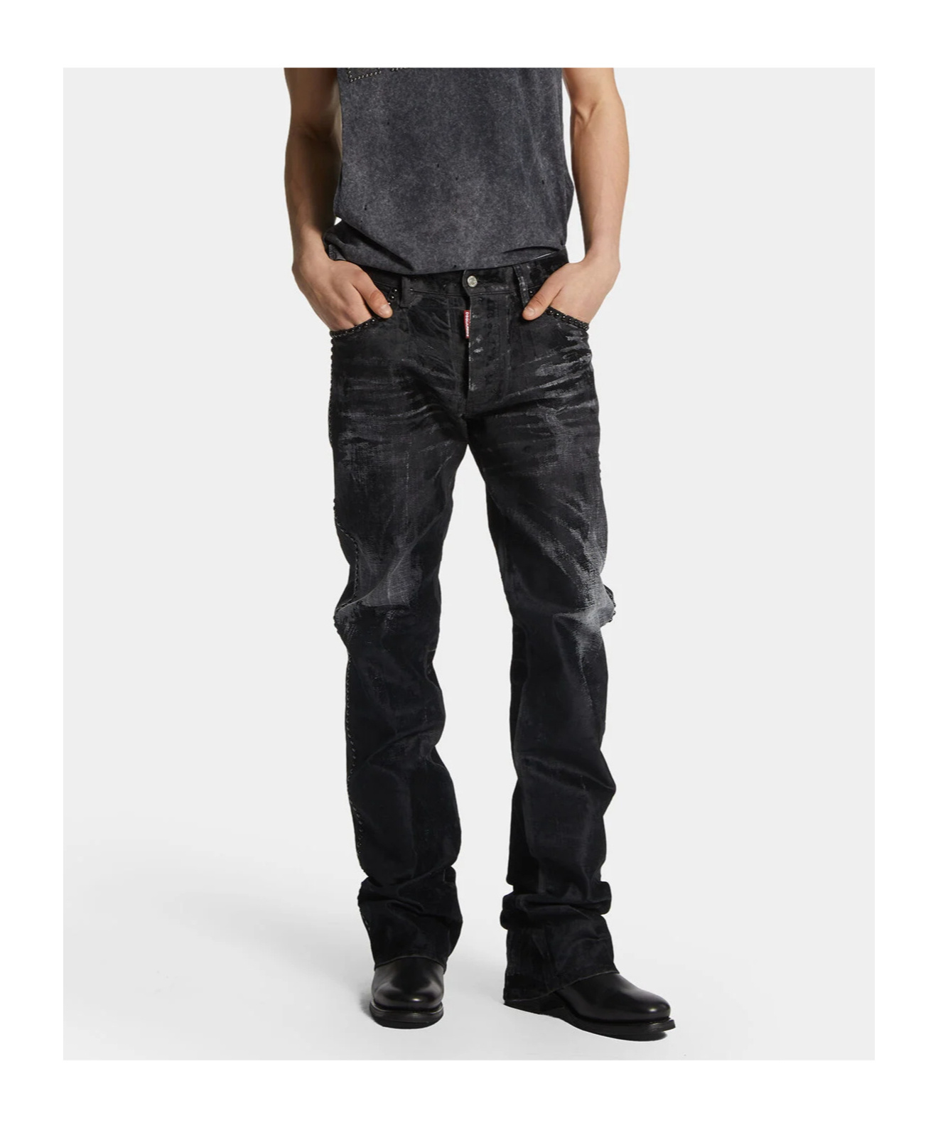 Dsquared2 X Kiss The American Embellished Jeans In Black