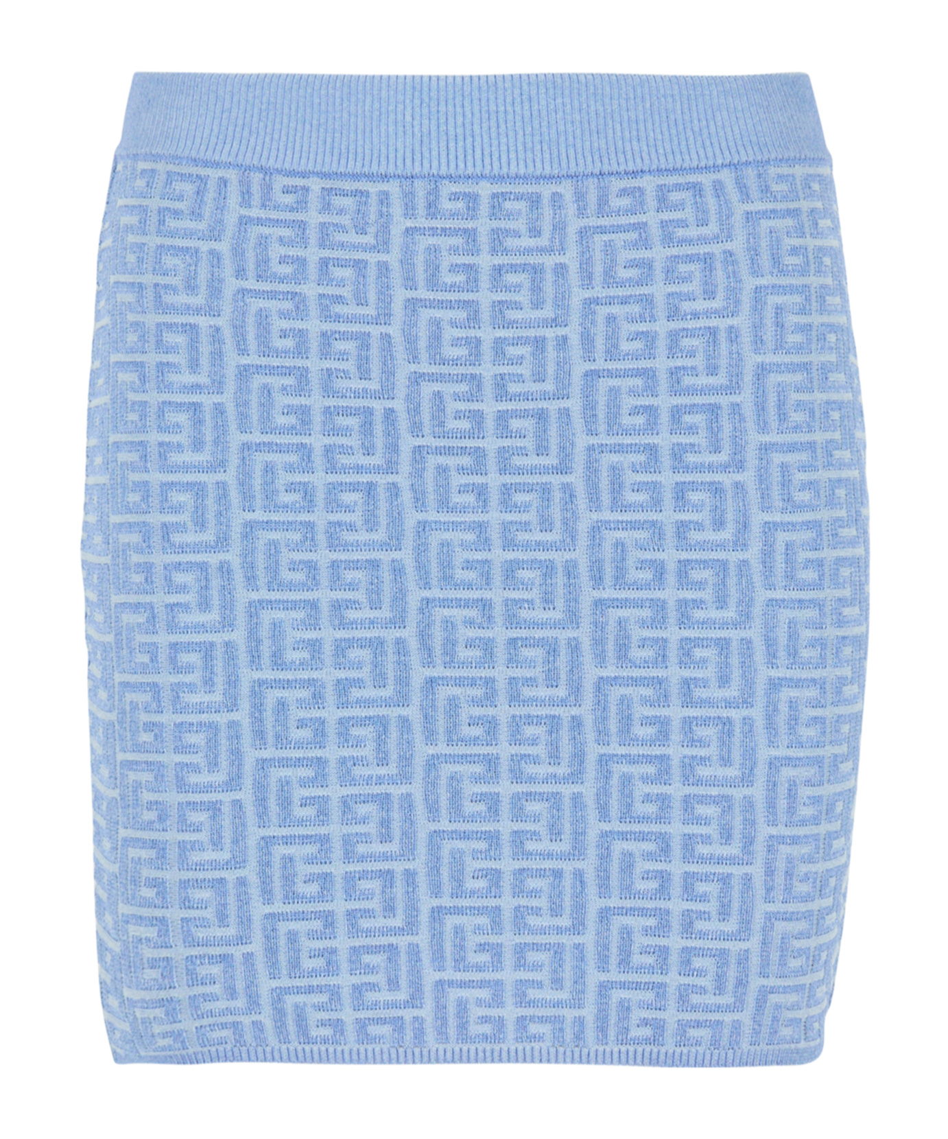 Balmain Pb Monogram Jacquard Mini Skirt In Blue