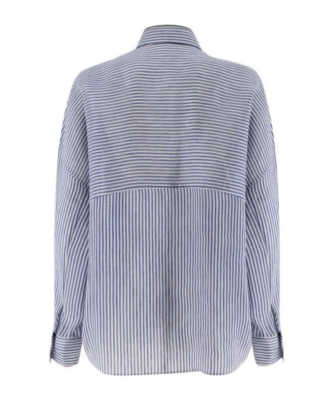 Brunello Cucinelli Classic Striped Long-sleeved Shirt With Polished Details In White