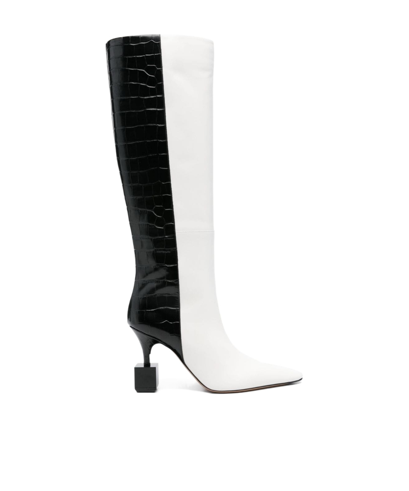 Jacquemus Kiss Block Heel Knee Boots In White