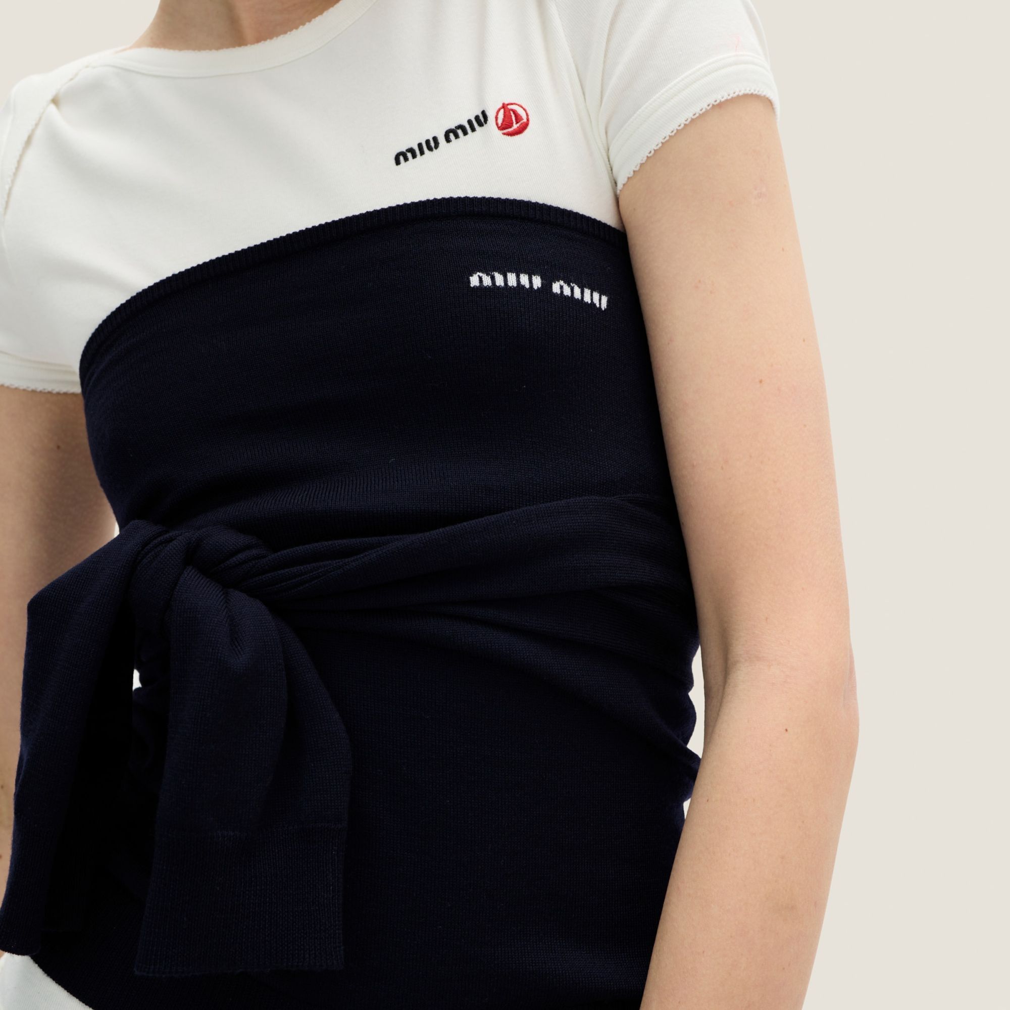 Miu Miu Blue Boat Neck Sweater In Wool In Blue