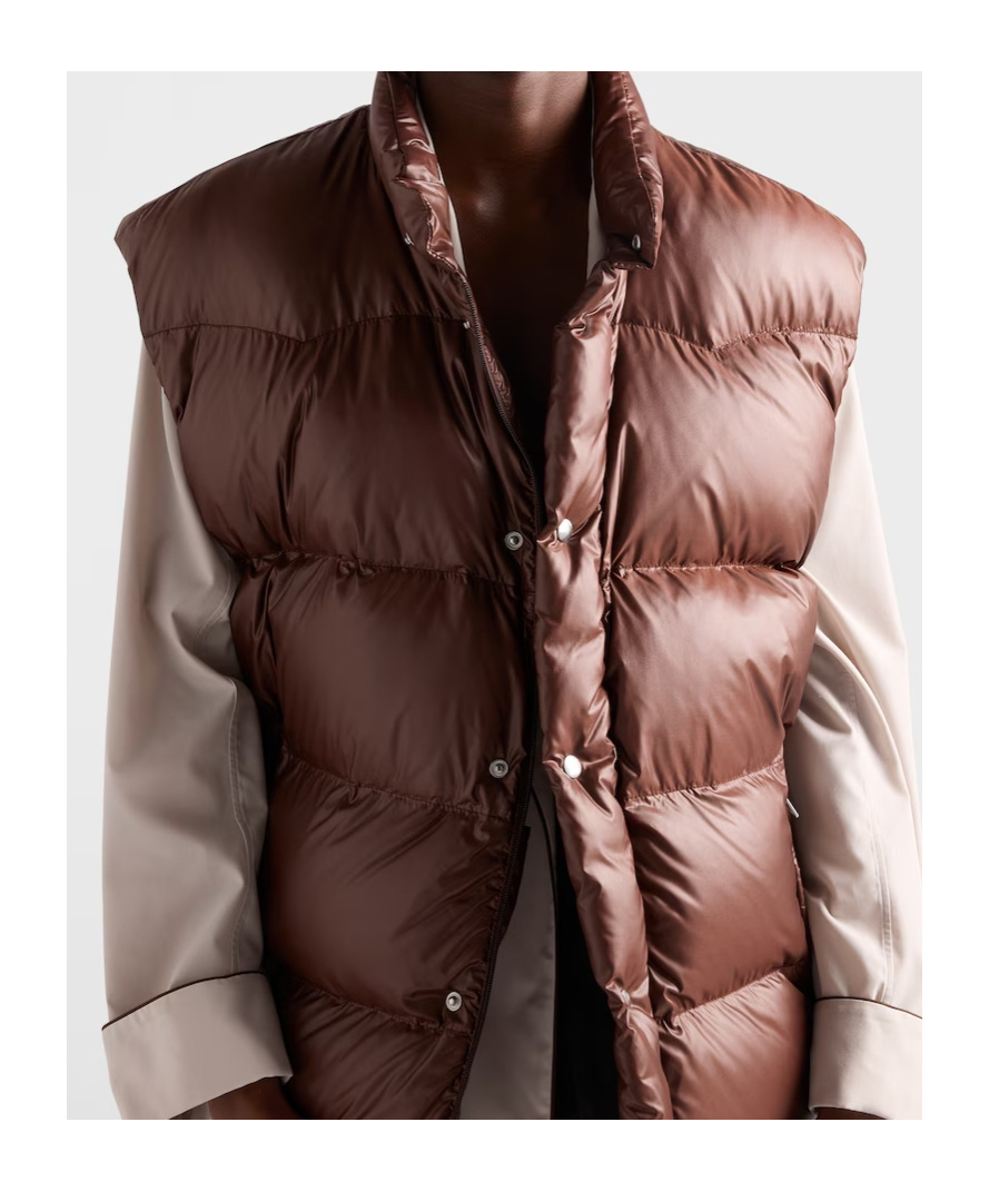Prada Re-nylon Quilted Sleeveless Gilett In Brown