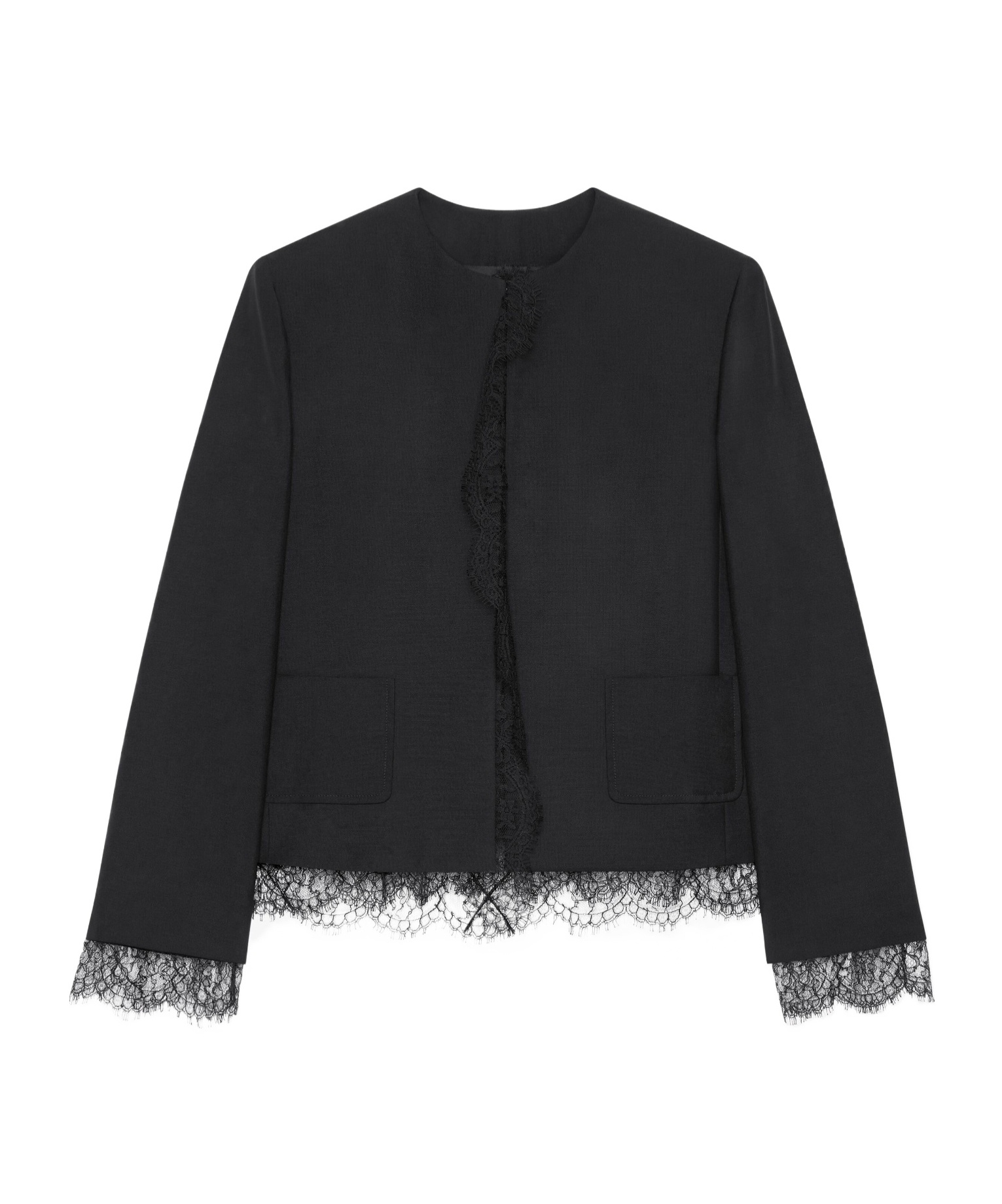 Givenchy Round-neck Wool Coat In Black