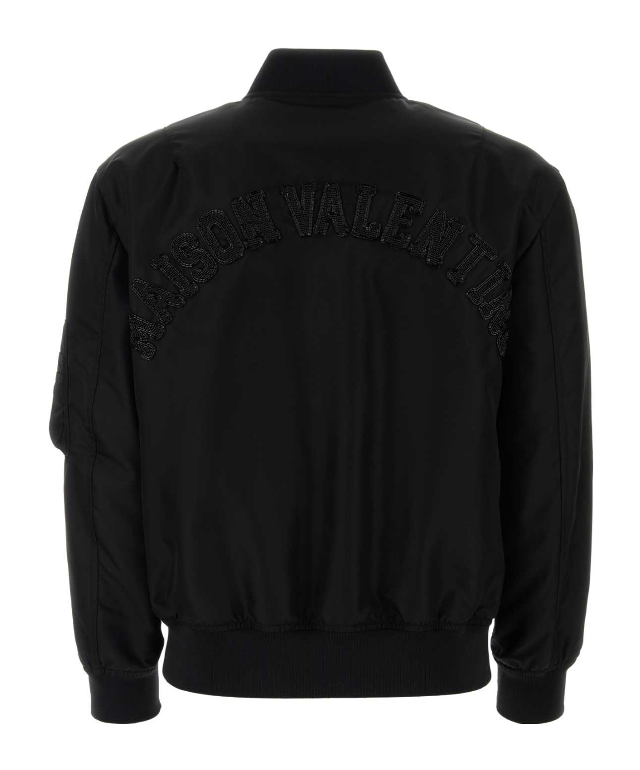 Valentino Sequin-embellished Zip-up Bomber Jacket In Black
