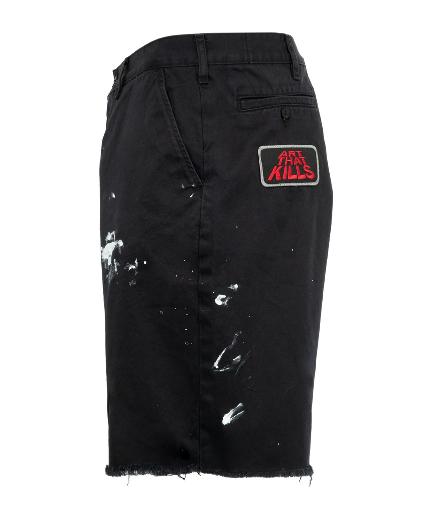 Gallery Dept. Mens Black Art On Display Paint-splatter Cotton-chino Shorts In Black