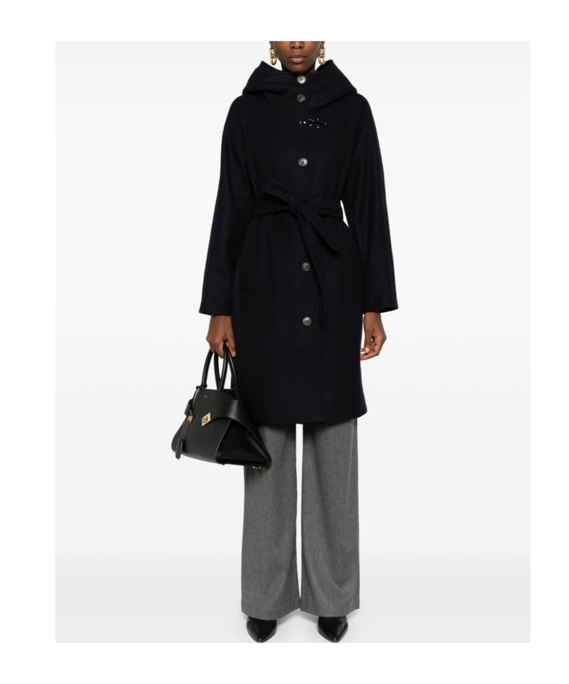 Fay Single-breasted Coat In Black