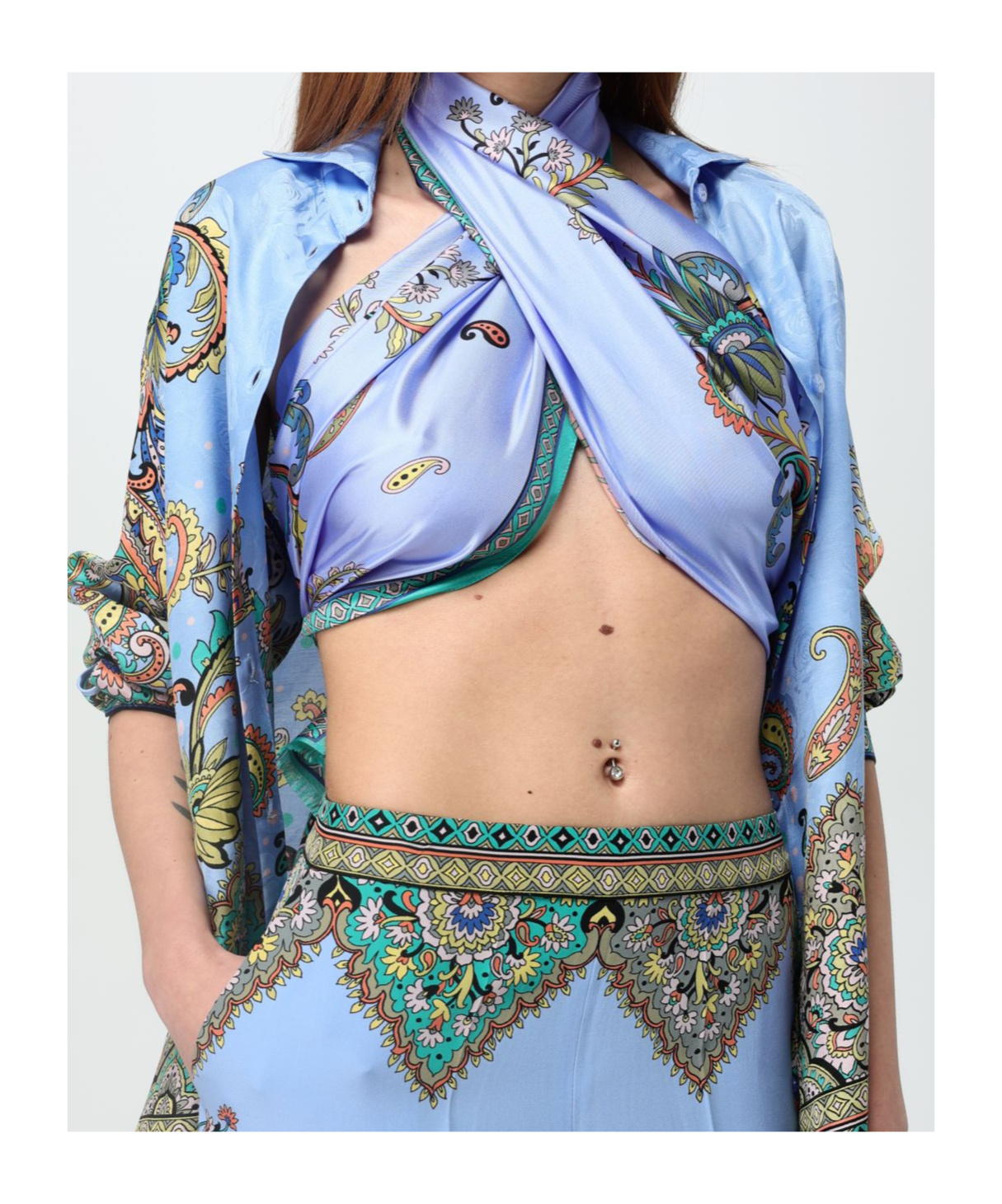 Etro Pattern Silk Scarf In Blue