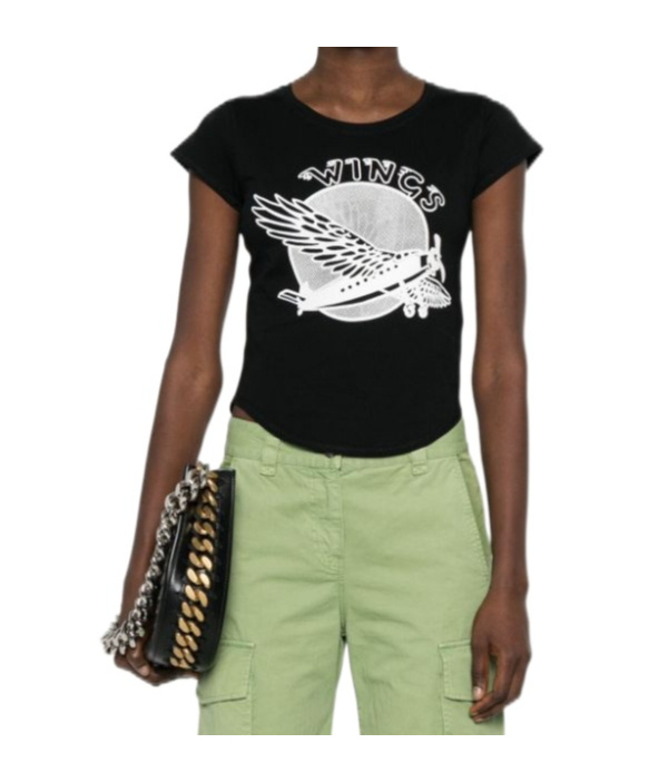 Stella Mccartney Black Graphic-print Cotton T-shirt In Black