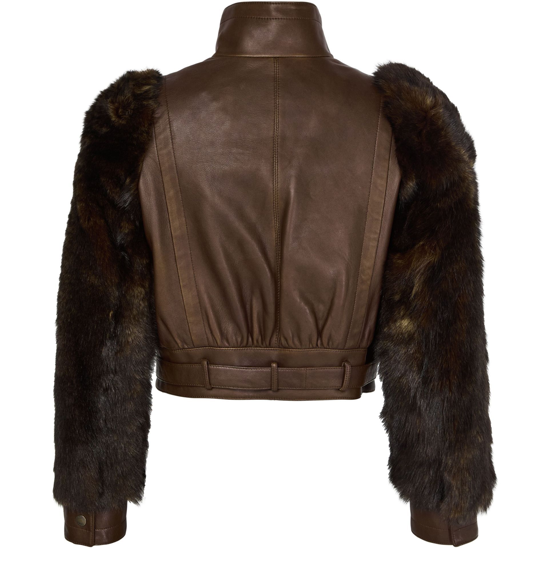 Chloé High Collar Long Sleeve Leather Jacket In Black