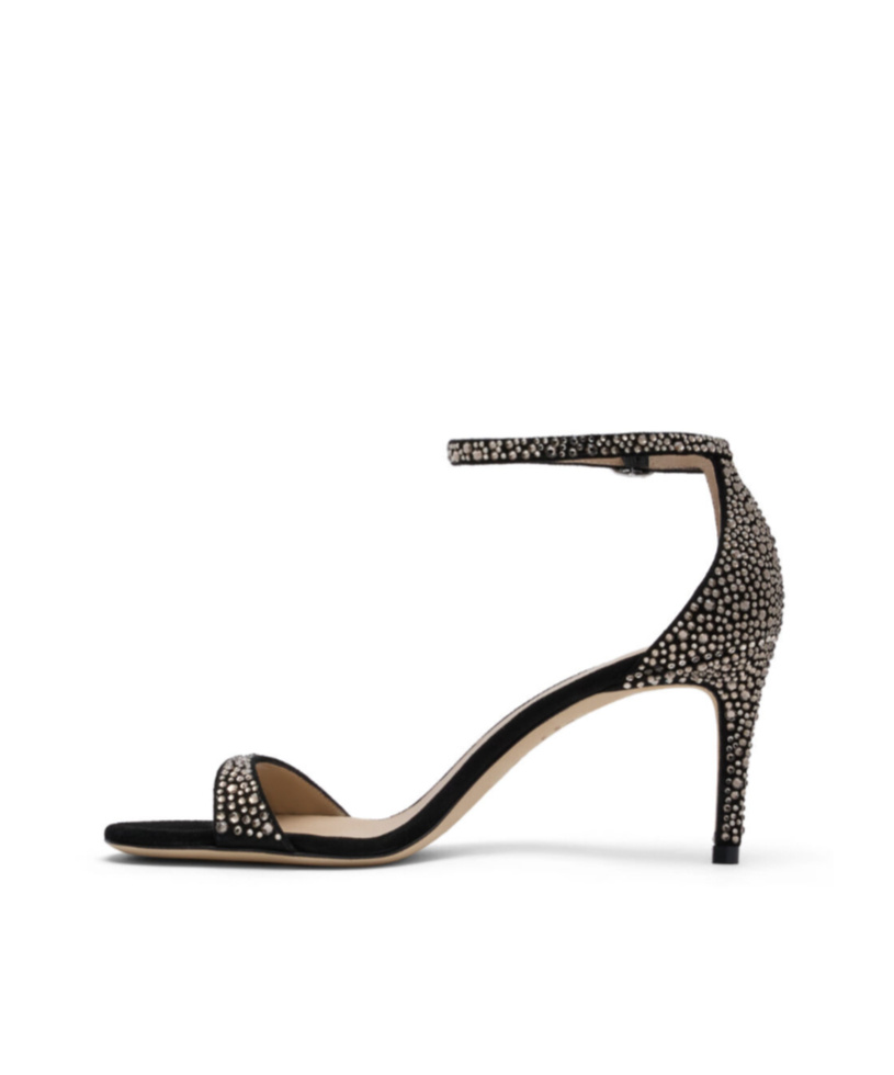 Stuart Weitzman 75mm Nudist Shine Sandals In Black