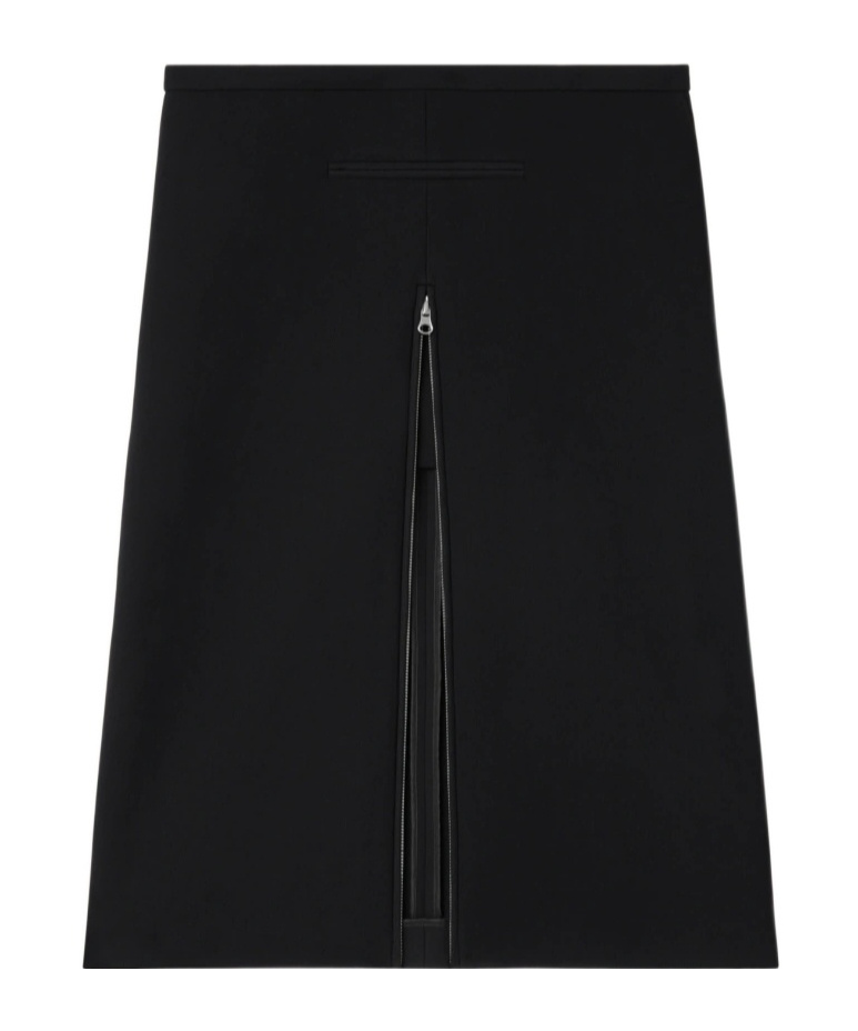 Courrèges Midi Twill Skirt With Zipper In Black