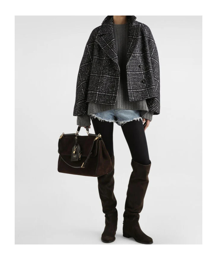 Dolce & Gabbana Check-pattern Double-breasted Jacket In Black