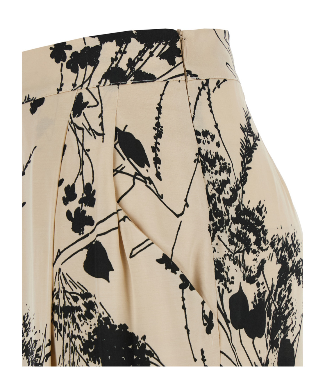 Semicouture 'edwina' White And Black Pants With All-over Floral Motif In Nude